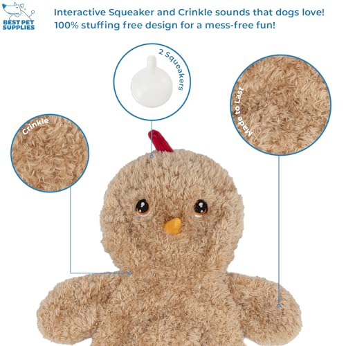 Interactive Squeaky Dog Toy (Crinkle Chicken (Khaki) / Large)