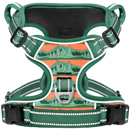 Dog Harness No Pull Adjustable Padded Reflective Harness for Small Medium Large Dogs with Handle for Walking Training (S / Wilderness)