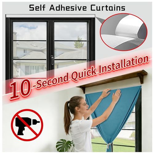 100% Blackout French Door Curtain (24"W x 72"L (Pack of 1) / Stone Blue)