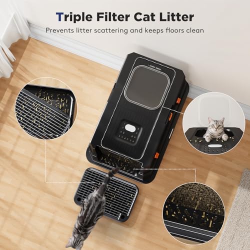 Stainless Steel Litter Box with Lid (X-large / Black)