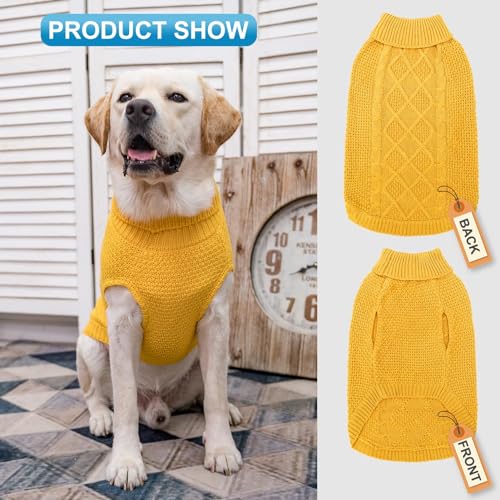 Turtleneck Dog Sweater (Large / Yellow)
