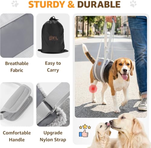 Adjustable Dog Sling for Medium Dogs Soft Post (Grey & Grey / Medium)