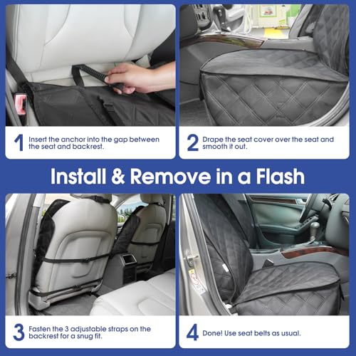 Front Seat Cover for Dogs with Side Flaps (1_Pack / Black)