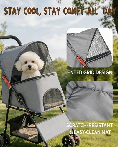 Pet Stroller for Small Dogs Cats (GRAY)