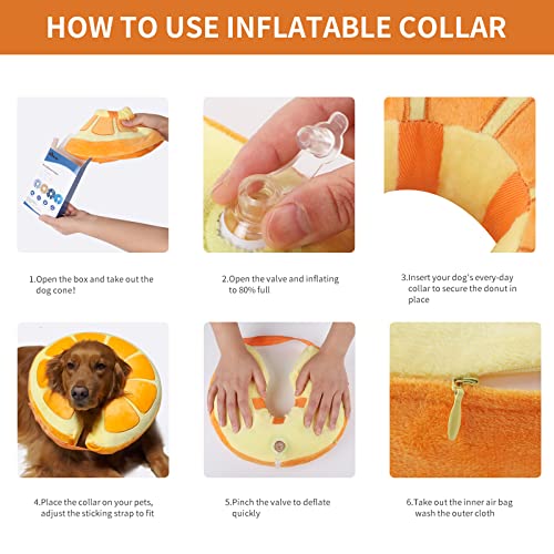 Inflatable Recovery Dog Collar (Orange / Medium (Neck:8''-10''))