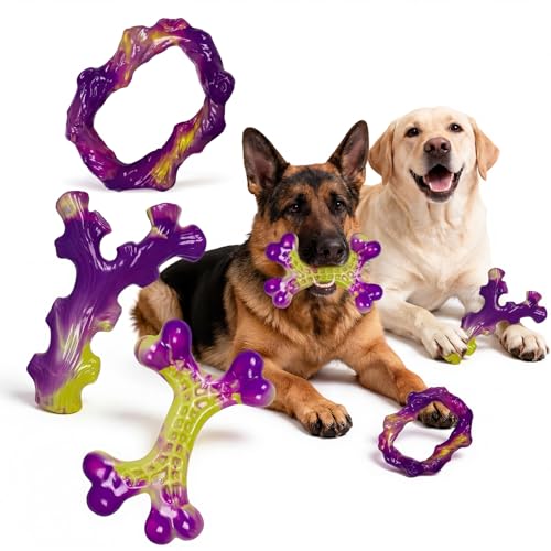 6 Pack Dog Toys for Aggressive Chewers (Purple-6-Pack)