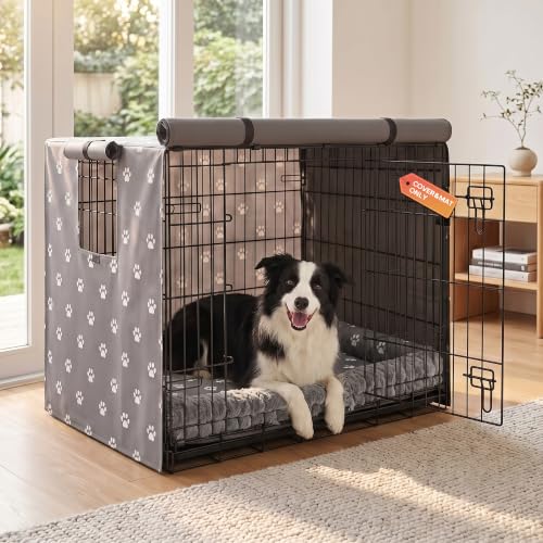PetPrime 36 Inch Dog Crate Cover with Reversible Mat Set (36"L x 23"W x 25"H)