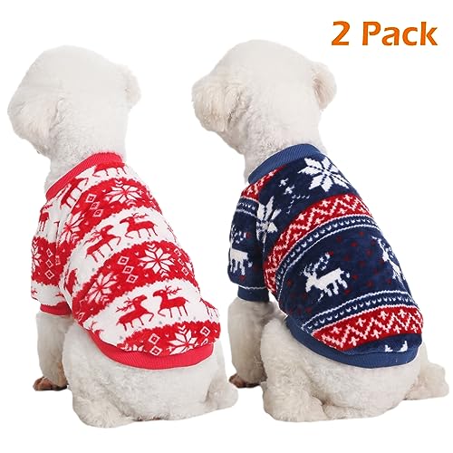 2 Pack Dog Sweaters (X-Small / Xmas Red+Xmas Blue)