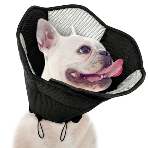 Dog Cones for Medium Dogs Soft Cone for Dogs to Stop Licking (Black / Medium)