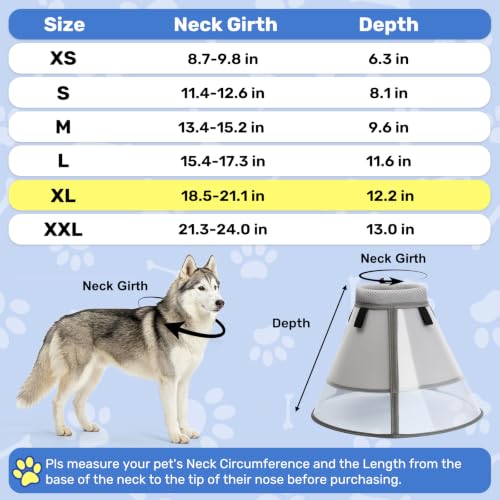 Dog Cone to Stop Licking (XL (Neck: 18.5-21.1") / Grey)