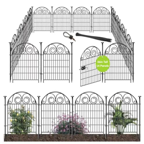 Tall Garden Animal Barrier Fence with Gate (36''(H)-14panels-30.6ft(L))