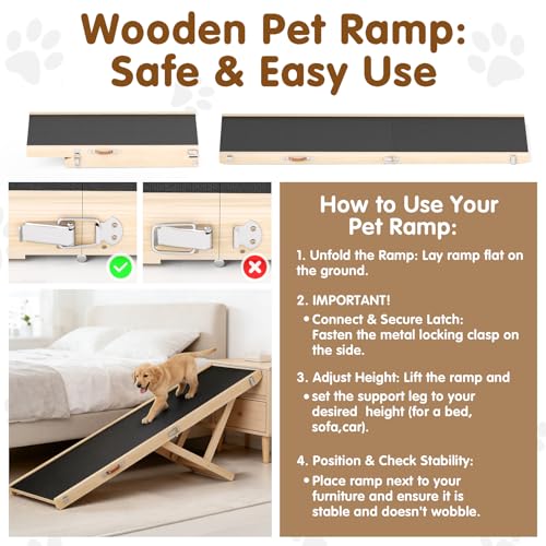 Foldable Dog Ramp for High Beds & SUVs (63"L x 16.7"W x 2.4"H)