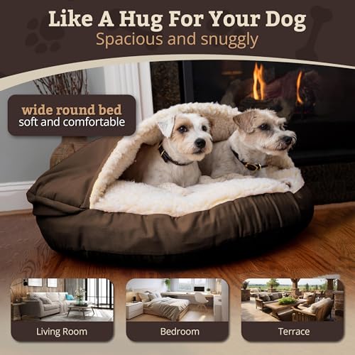 Cozy Cave Dog Bed (45.0"L x 45.0"W x 8.0"Th / Hot Fudge)