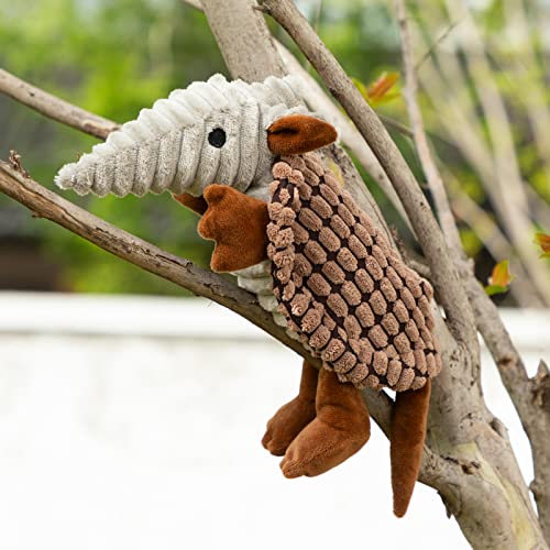 Armadillo Squeaky Puppy Dog Toys for Small Medium Dogs (8 IN / Brown)