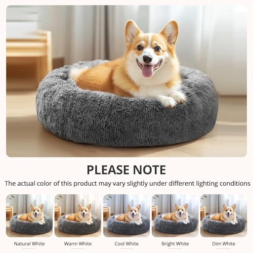 Calming Dog Beds Large Sized Dog (Dark Grey / 36.0"L x 36.0"W x 8.0"Th)