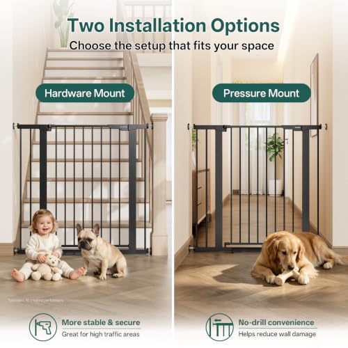 29.6 39.1 in Wide x 35.5 in High Extra Tall Baby Gate (Black / 29.6-39.1"W x 35.5"H)