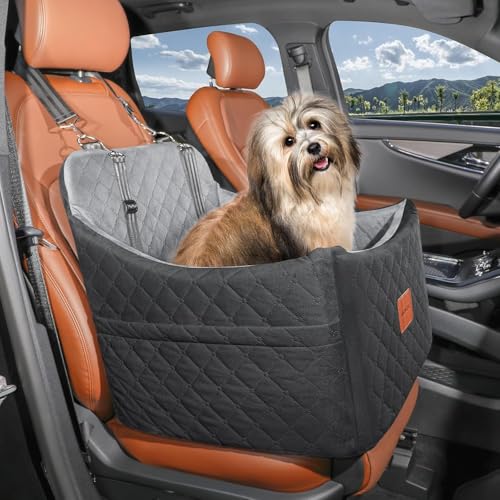 Dog Car Seat for Small Medium Dogs (Black/Grey / Medium)