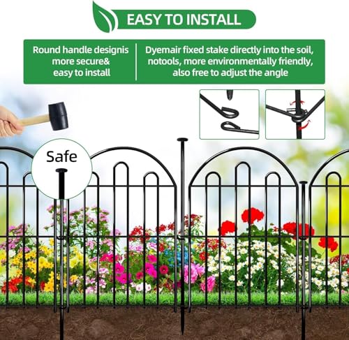 28ft in x 22in Decorative Garden Fence (Black / 26 Panels, 17 in (L) X 13 in (W))