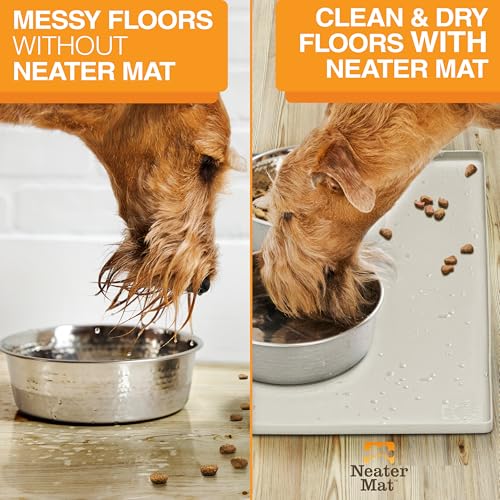 Neater Mat Pet Mats for Food and Water (19"L x 12"W / Cream)