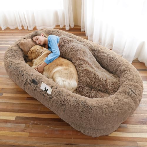 Human Dog Bed for Adult (71.0"L x 45.0"W x 12.0"Th / Khaki)