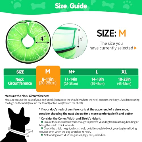 Upgraded Inflatable Dog Cone Collar to Stop Licking (M (Neck: 8-11") / Lime)