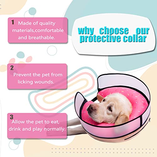 Inflatable Dog Cone Collar with Enhanced Anti (Medium+ / Donut Pink)