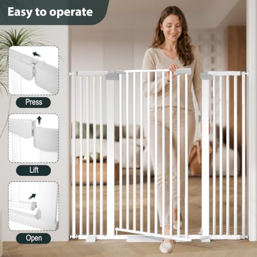51'' Extra Wide Cat Gate Barrier 30 (White-51"tall / 30''-62.99'' Wide)