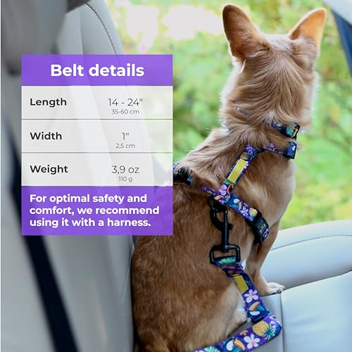 Dog Car Seat Belt (Violet (Tropical Vibes))