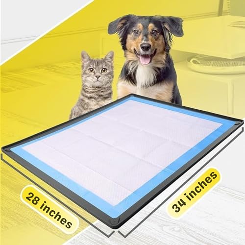 Dog Pee Pad Holder Tray Fits for 28” x 34” Pee Pads (28 x 34 Inches / Gray)