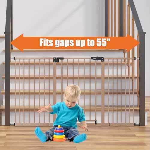 29" 55" Extra Wide Baby Gate (Brown / 29-55"Wide, 30"Tall)
