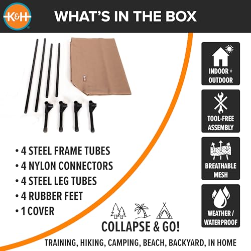 K&H Outdoor Elevated Dog Bed (Tan Mesh / Medium 32"L x 25"W)