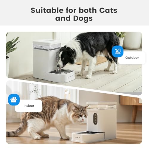 1.7 Gallon Automatic Dog Water Dispenser with Stainless Steel Bowl (White / 1.7 Gallon)