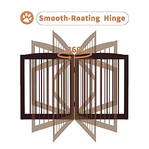 Freestanding Pet Gate with Door (6 Panel 32" / Dark Brown)