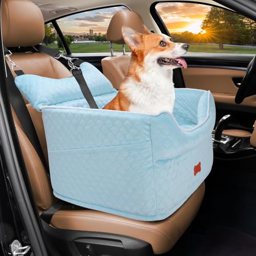 Dog Car Seat for Small Dogs Up to 25 lbs with 6 (Light Blue)