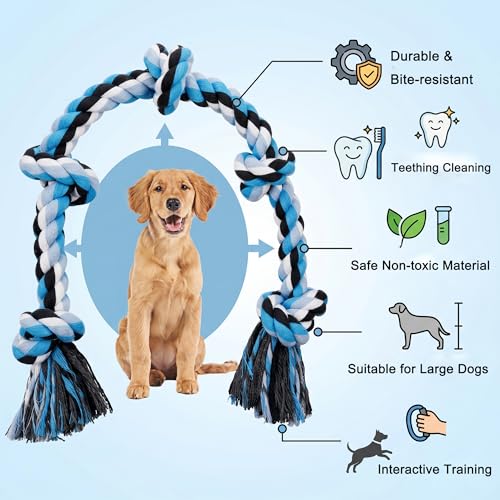 Dog Rope Toys for Large Dogs Aggressive Chewers (colorful-1PCS)