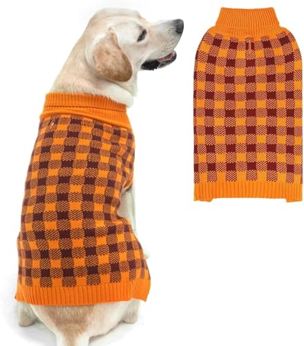 Dog Sweaters for Large Medium Small Dogs (M/L - Chest 25", Back 18" / Orange)
