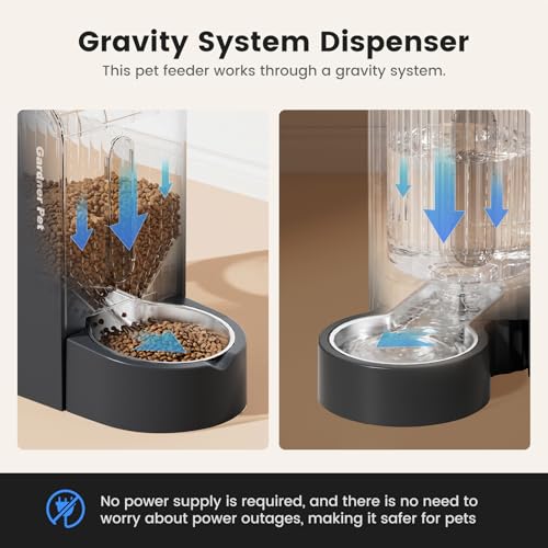 Gravity Automatic Cat Feeder (Large (0.8 Gallon x 2) / Black Grey)