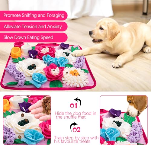 Snuffle Mat for Dogs Pet Treats Feeding Mat for Small (Rose pink)