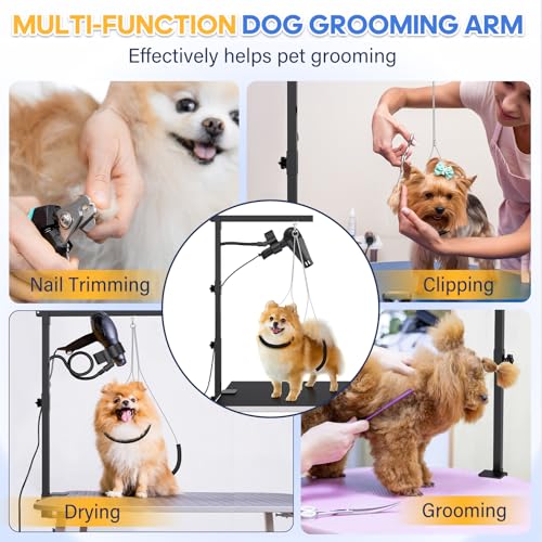 Dog Grooming Arm with Hair Dryer Stand (Black)