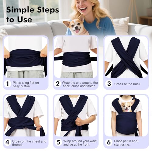 Pet Sling Carrier for Small Dogs and Cats (A-Navy Blue)