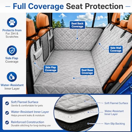 Truck Dog Seat Cover for Back Seat (Gray flannel / For Full Size Truck)