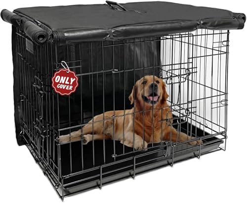 Dog Crate Cover 48 Inch Waterproof 600D Oxford with 1 (48.0"L x 30.0"W x 33.0"H / Black Cover(only Cover))