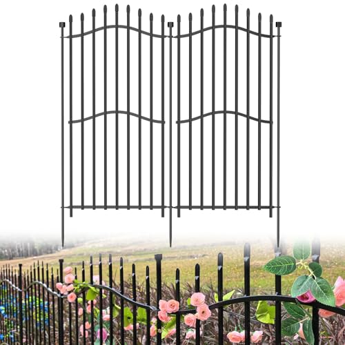 No Dig Garden Fence 48" H x 18'L Decorative Yard Dog Outdoor Panels (48 in(H) X 18 ft(L))