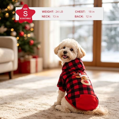 Plaid Dog Hoodie (Small / Xmas Buffalo Check)