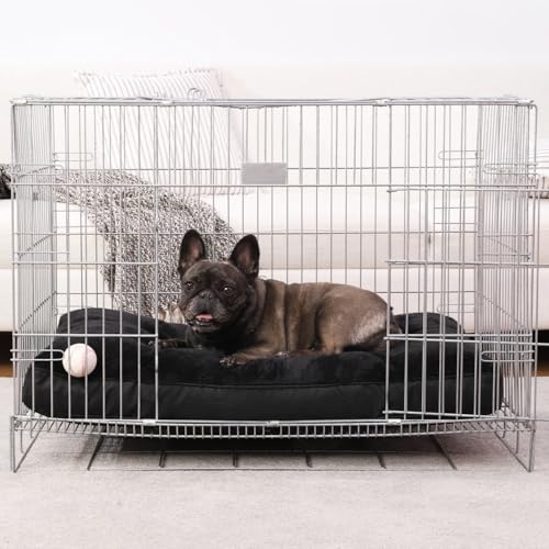 Waterproof Medium Dog Bed for Crate with Washable Cover (29.0"L x 18.0"W x 3.0"Th / Black)