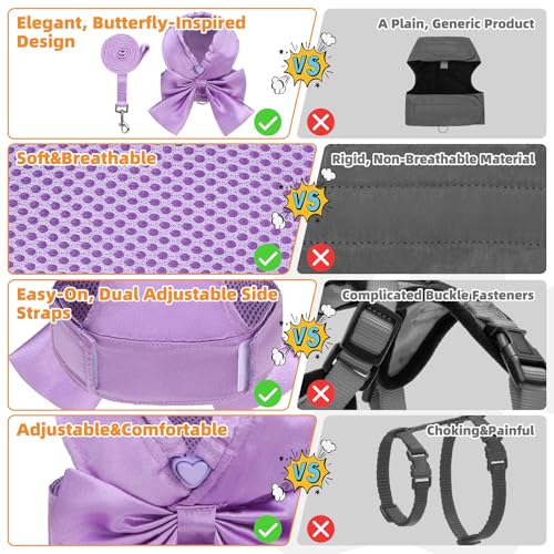 Small Dog Harness and Leash Set (PURPLE / M (Chest Girth: 16.1"-18.9"))