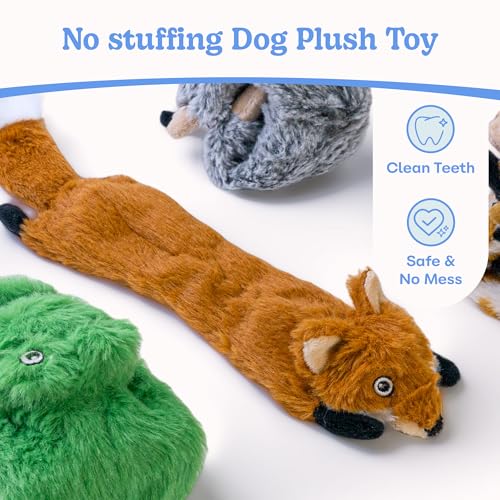 Dog Squeaky Toys No Stuffing 5 Pack (Medium / Fur Plush-5 Pack)
