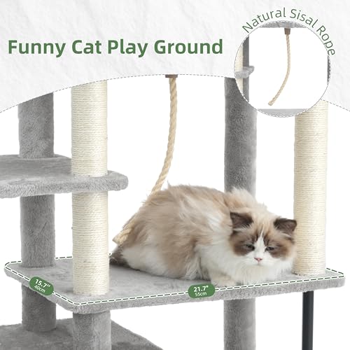 Cat Tree Cat Tower with Sturdy Steel Tube (70.5 inches / Light gray)