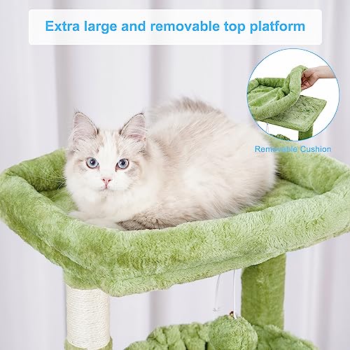 Cat Tree Tower with Large Bed (35.4 inch / Green)