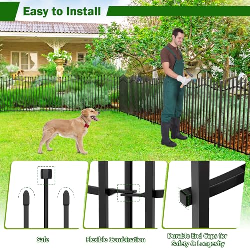No Dig Garden Fence 32" H x 22.5'L with Gate Decorative Yard Dog Panels (32 in(H) X 22.5 ft(L))